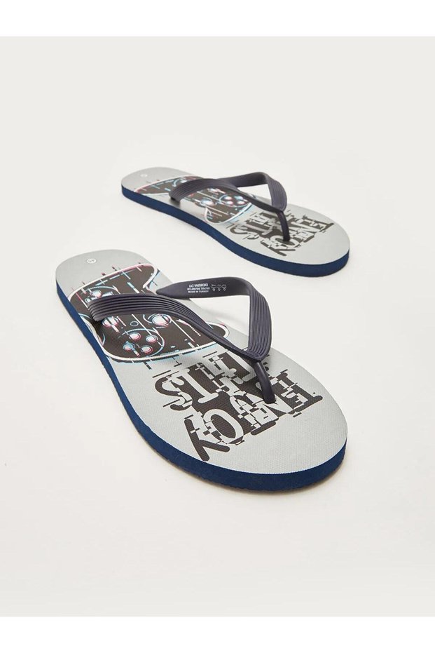 Slogan Printed Flip Flops Men's Beach Slippers (W1)