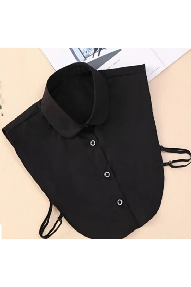 False shirt collar, removable, simple rounded pattern, Black - 1
