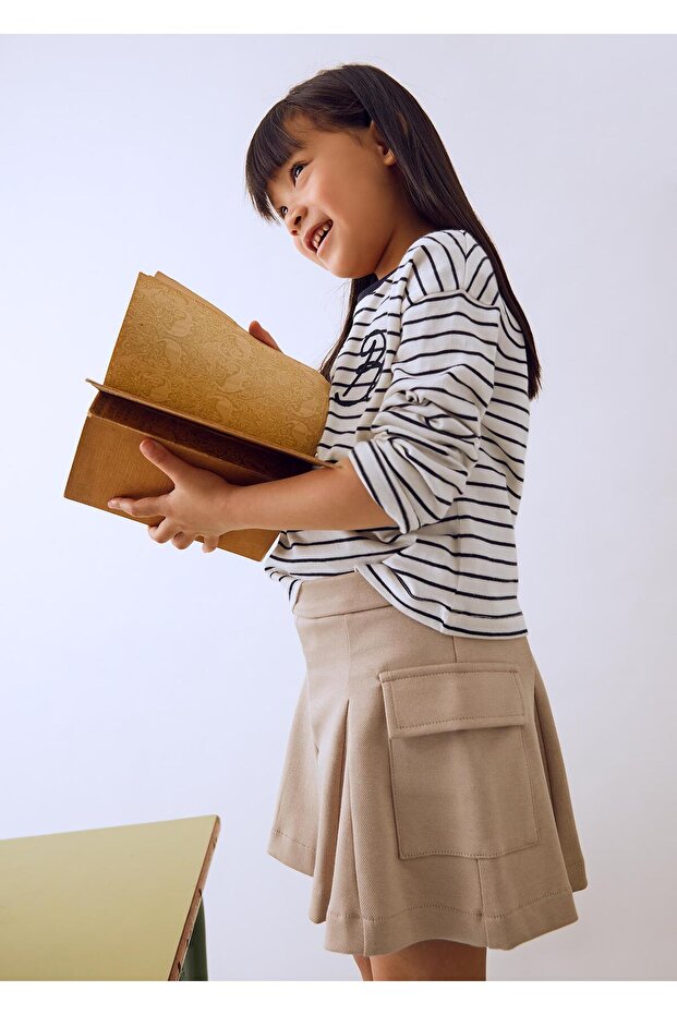 Kız Çocuk Şort Etek Bej - 5