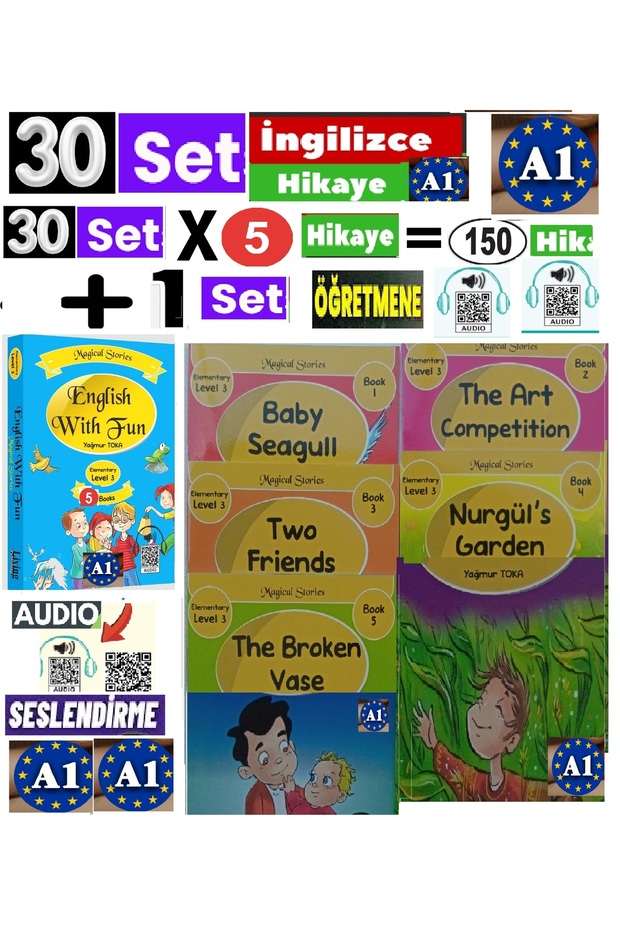 Middle School 5.6.7. Classroom English Story Reading Set - 30 Sets + 1 Set for the Teacher with A.1-Q.R Code - 1