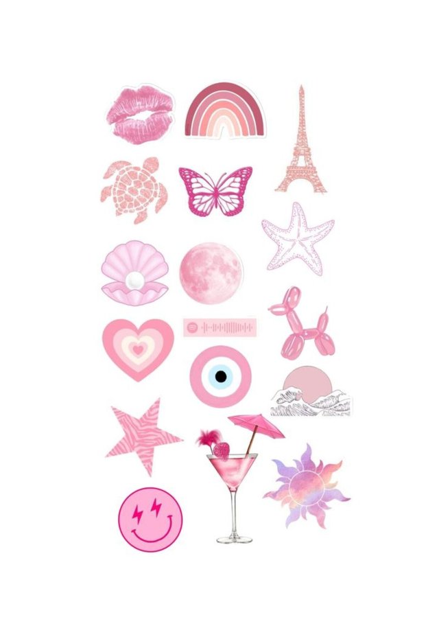 Pink Themed Sticker Set Suitable for Phone and Computer Surfaces 30X16Cm
