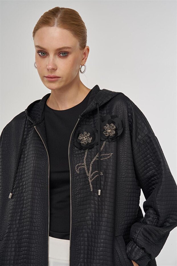 İşlemeli Sweatshirt Siyah - 7