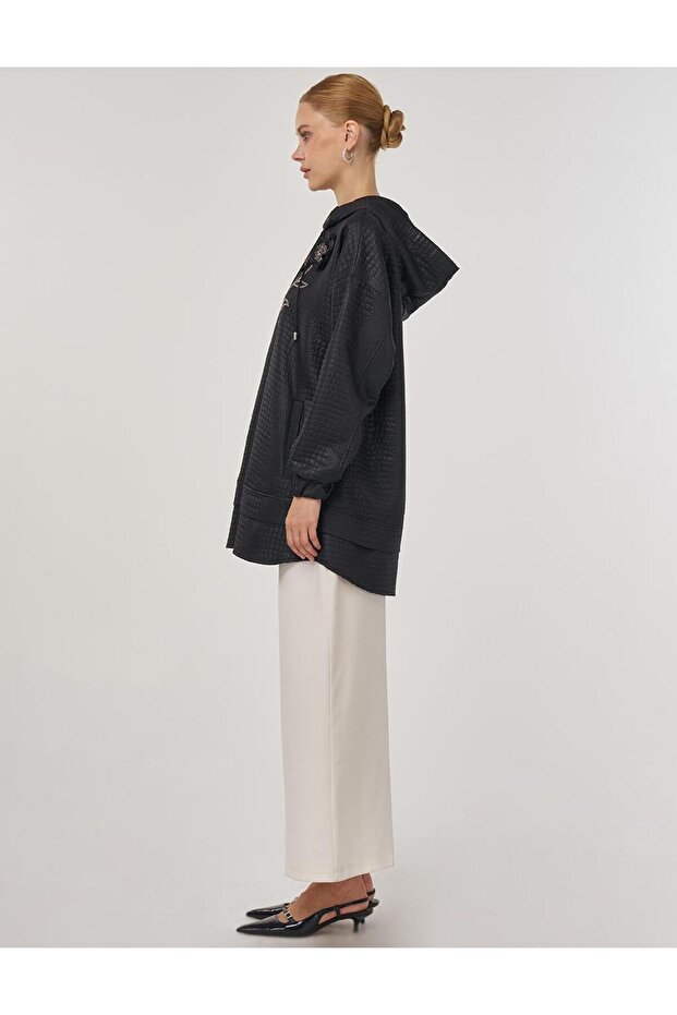 İşlemeli Sweatshirt Siyah - 4