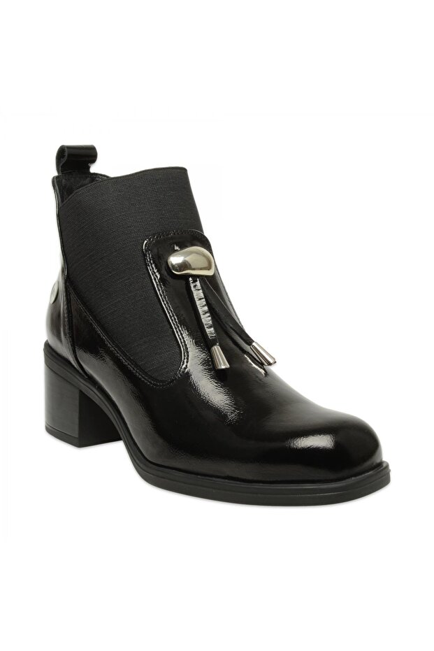 D25Kb-1805 Daily Heeled Black Women's Boots