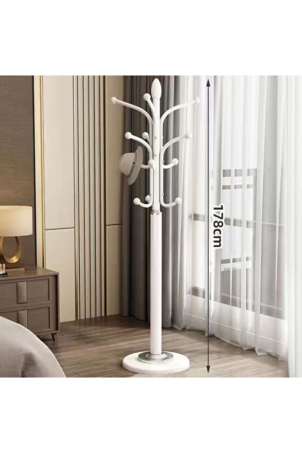Stylish metal coat rack with fixed base and 12 hooks - modern and practical design - 3