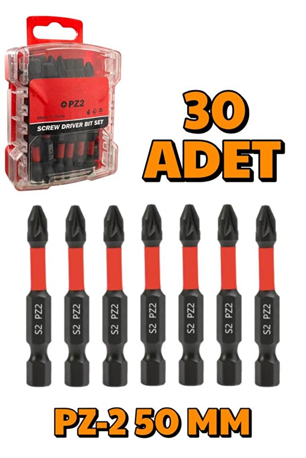 30 Adet PZ-2 50 mm Mıknatıslı S2 Çelik Bits Uç Matkap Uç - 1