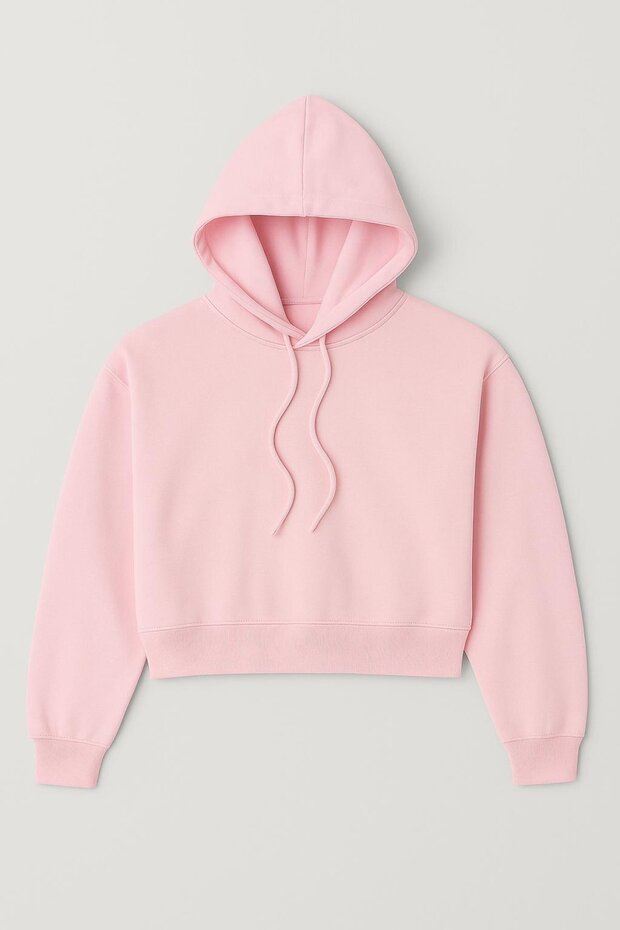 Three Thread Hooded Crop Sweat - 4