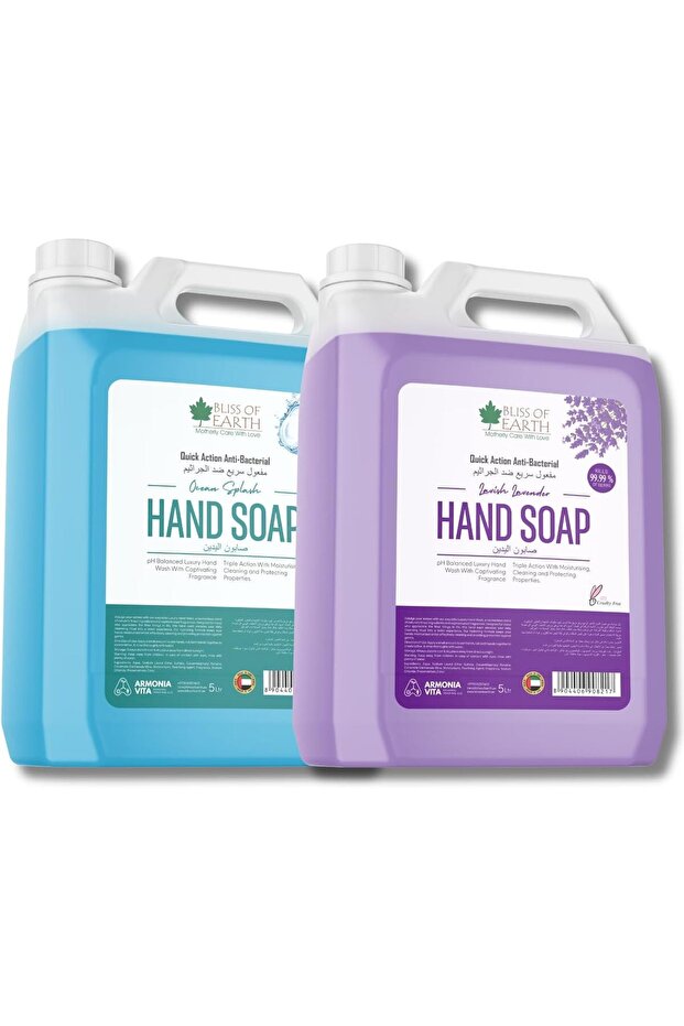 Hand Wash Liquid Refill Refreshing Ocean Splash & Lavish Lavender Combo – 5 Litre Each, Hand Soap Liquid with Moisturizing Formula & Aromatic Fragrance, Perfect for Hotel, Office & Home