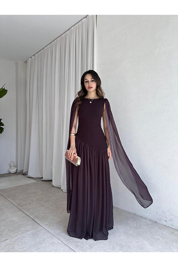WONKA Maxi Elbise 8486 - Acı Kahve - 1