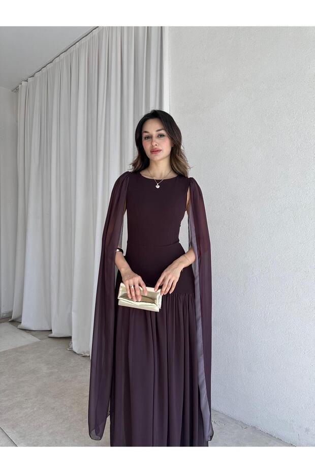 WONKA Maxi Elbise 8486 - Acı Kahve - 2