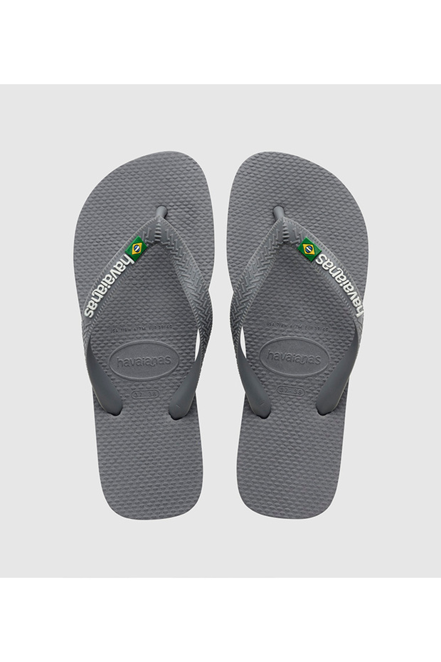 STEEL GREY/STEEL GREY KID'S HAV. BRASIL LOGO FLIP FLOPS