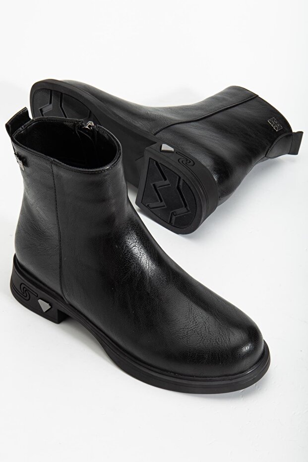 Women's Boots, Black, Faux Leather, Rubber Sole, Flat