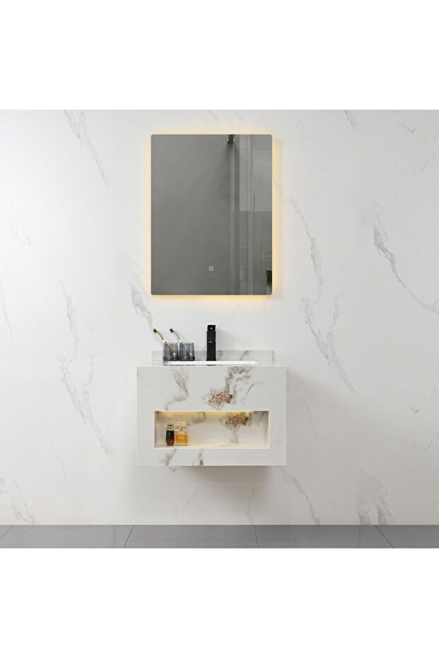 Plus Aria Vanity with LED Sensor Light & Basin – Wall-Mounted Bathroom Unit 60x50 cm