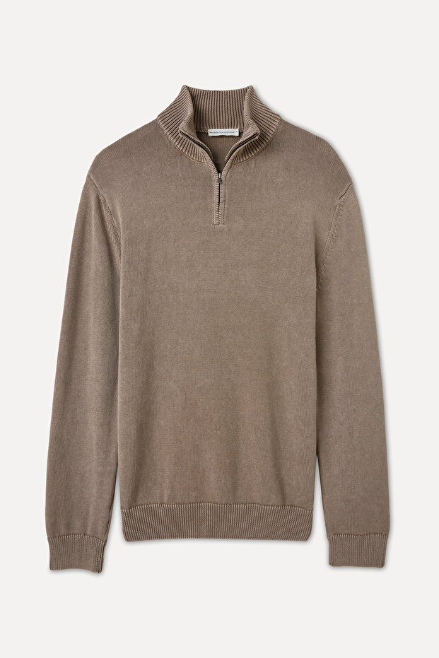 Zippered Lapel Pullover - 1