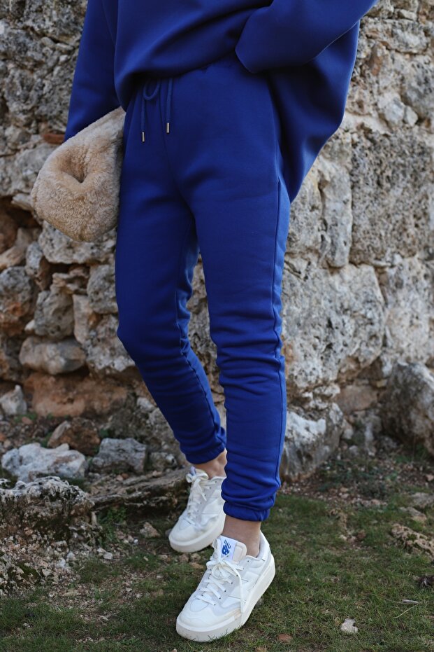 بنطال رياضي مطاطي باللون الأزرق - 1