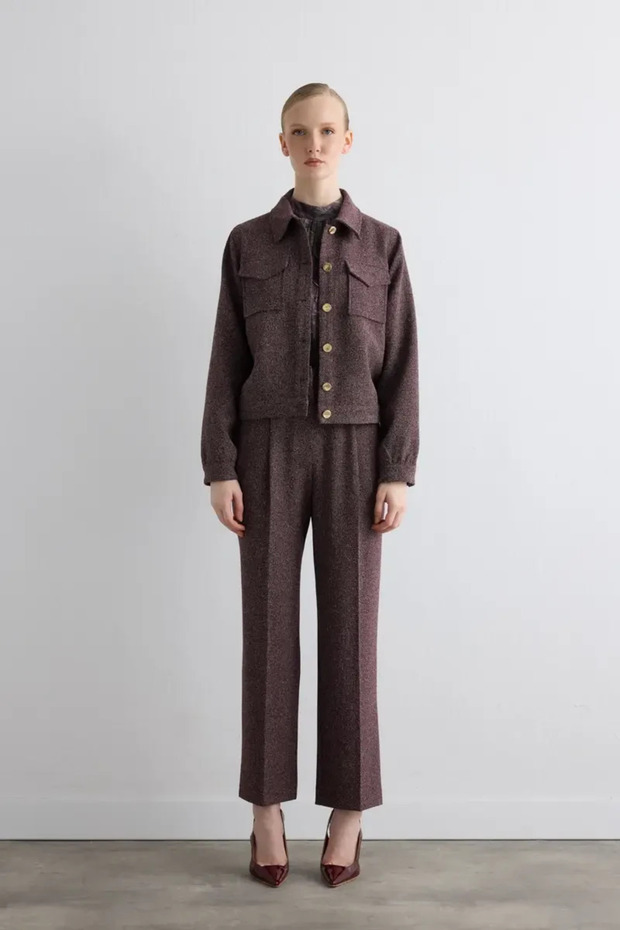 Kırçıllı Cepli Ceket - Bordo - 2