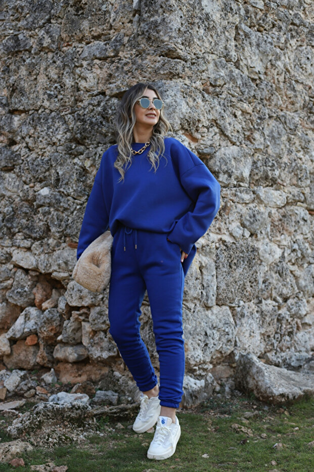 بنطال رياضي مطاطي باللون الأزرق - 3