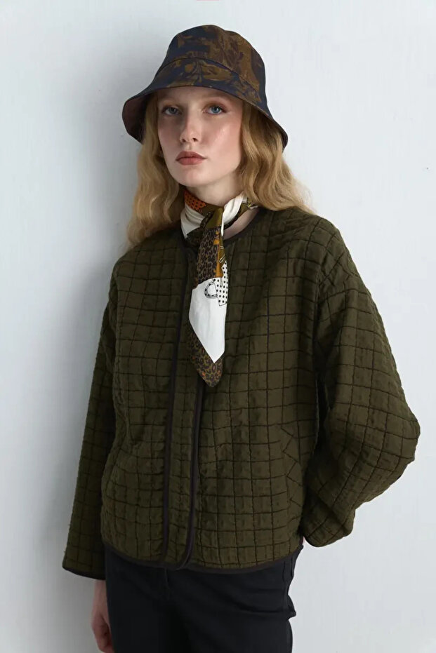 Kapitone Ceket - Haki - 2