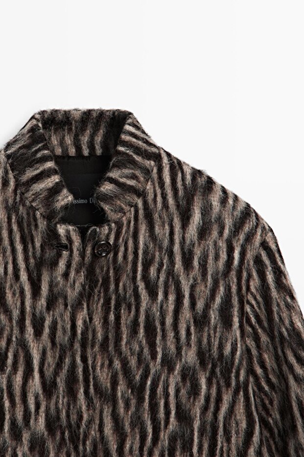 Yılan desenli yün kaban - 6