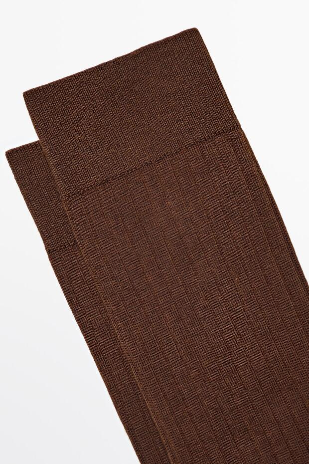 Pamuk karışımlı fitilli çorap - 3