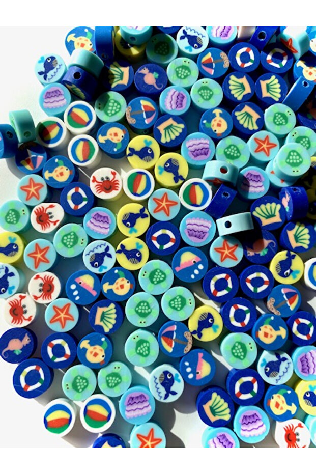 10mm Polymer Clay Fimo Ocean, Sea Animals Beads (100 Pieces)