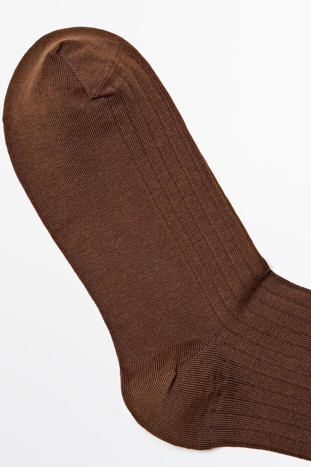 Pamuk karışımlı fitilli çorap - 4
