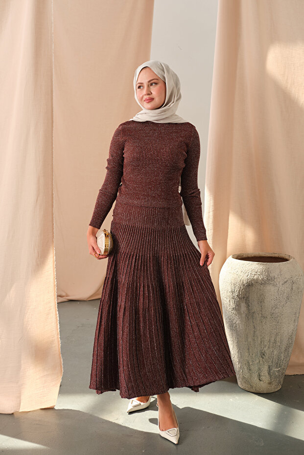 Women's Glitter Detailed Dress Brown