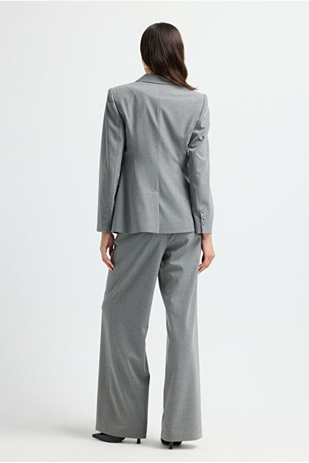 Çizgili Blazer Ceket - 6