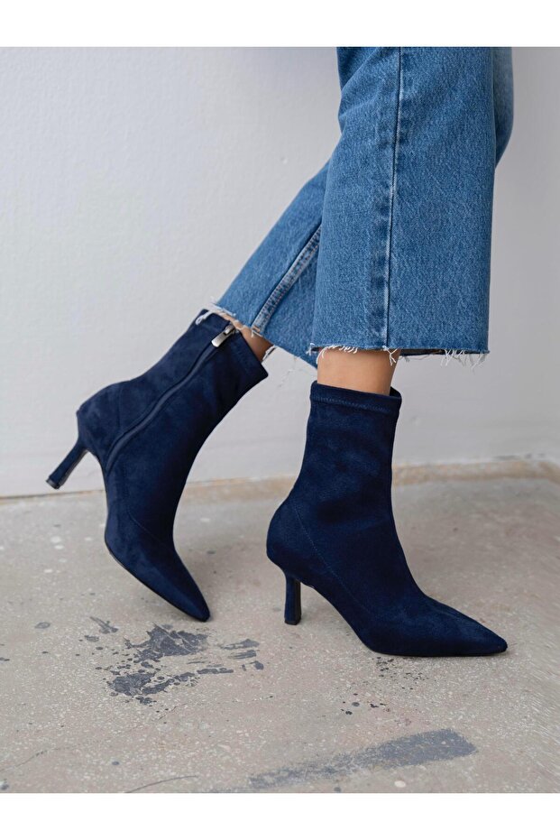 Dina Streç Lacivert Süet Bot - 1