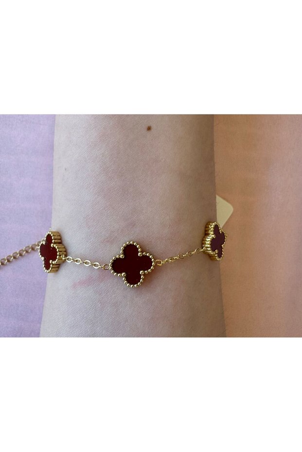 Burgundy Color Gold Steel Bracelet