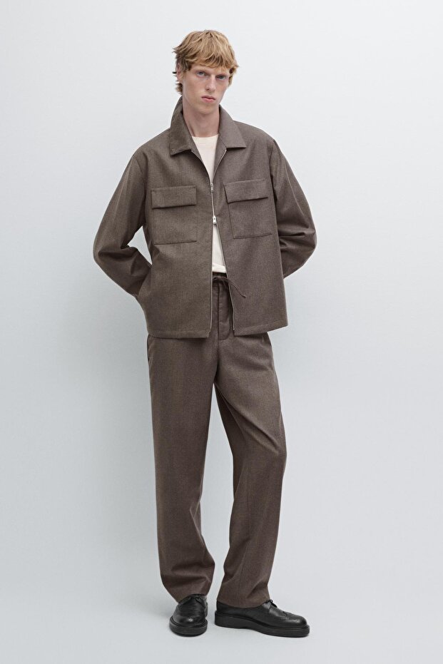 %100 yün flanel pantolon - 1