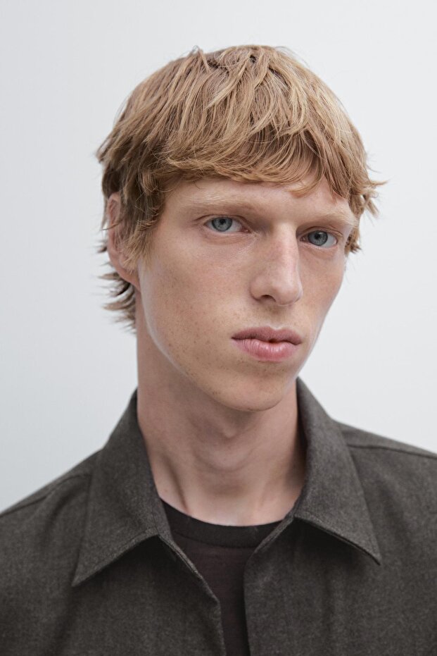 Çift yün regular fit ince ceket - 4