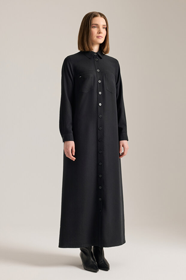 Önden Düğmeli Modal Gömlek Elbise - 5