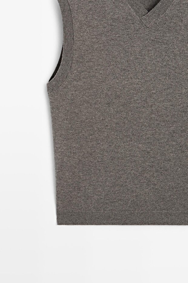 Yün karışımlı V yaka süveter - 7