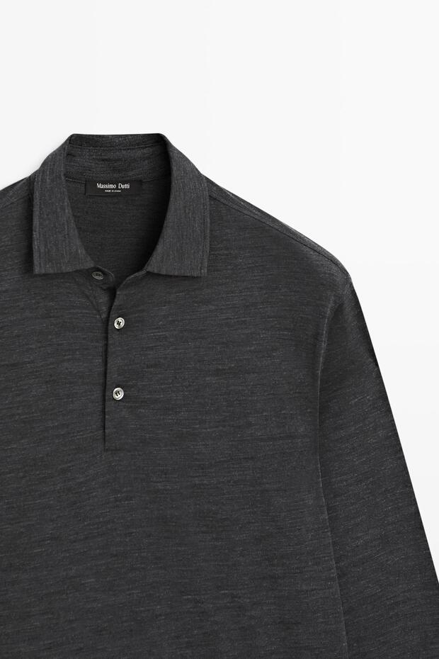 Yün karışımlı triko polo yaka kazak - 6