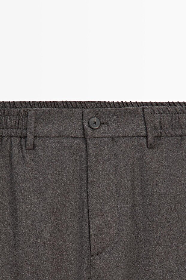 Elastik belli %100 yün pantolon - 6