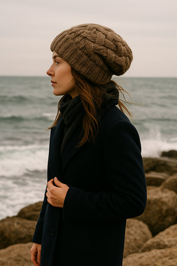 SEPET MODEL ZARİF ÖRGÜ DESENLİ BERE - 2