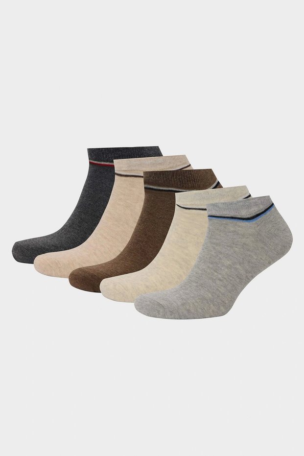 D9967 Multi-Colored Men's 5-Piece Cotton Booties Socks