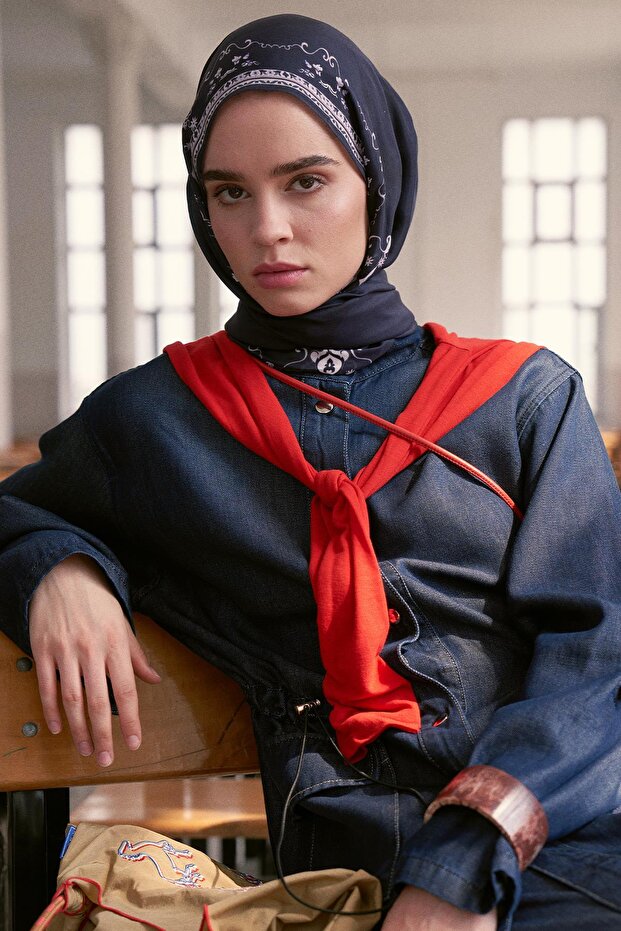 Luxe Monogram Floş Şal Morcivert - 3