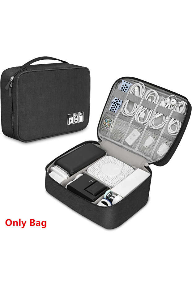 Black Cable Storage Bag Waterproof Digital Electronic Organizer Portable USB Data Line Charger Plug