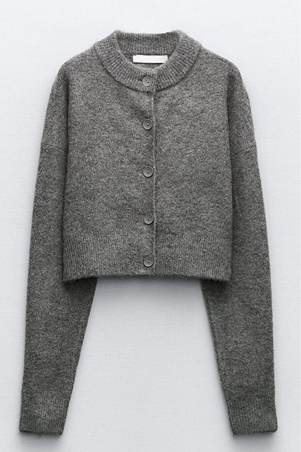 Kadın Düğmeli Basic Triko Hırka - 1