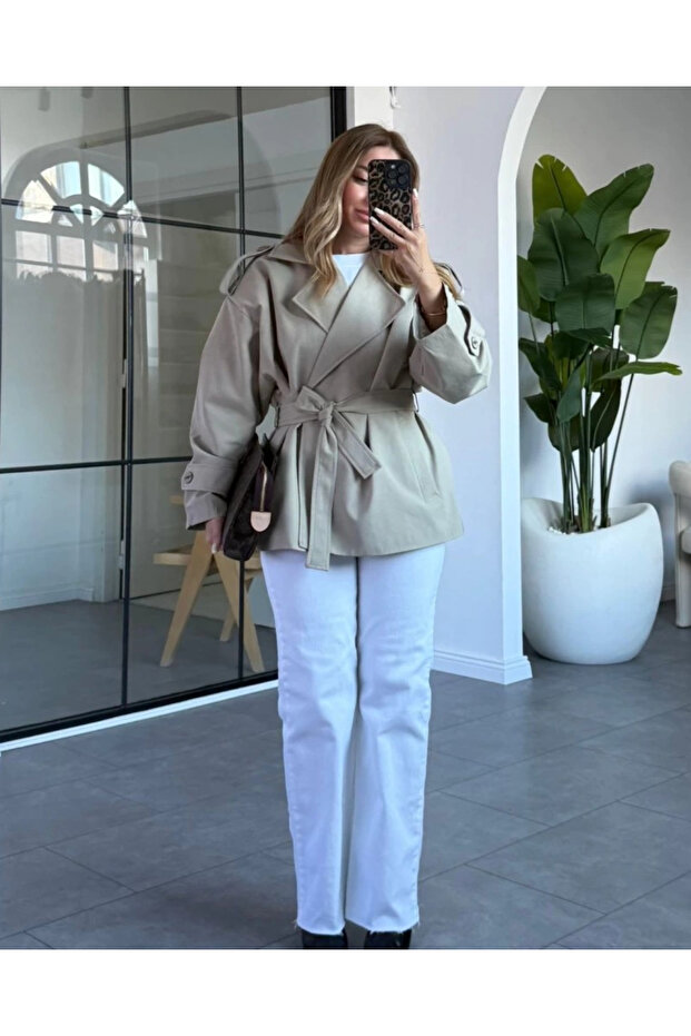 Mint Jade Kısa Trenç - 9609 - 7