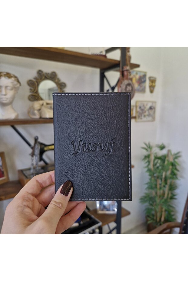 Name Printing Yusuf Leather Stitched Car License Cover Case Auto License Holder Car License Protector