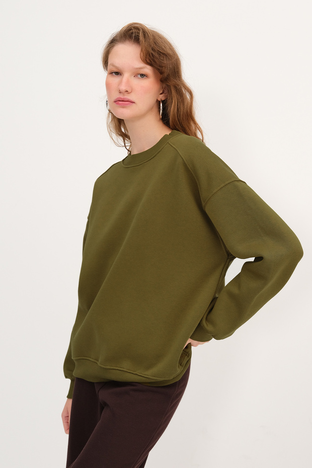 Bisiklet Yaka Şardonlu Basic Sweatshirt S3408-K11 - 6