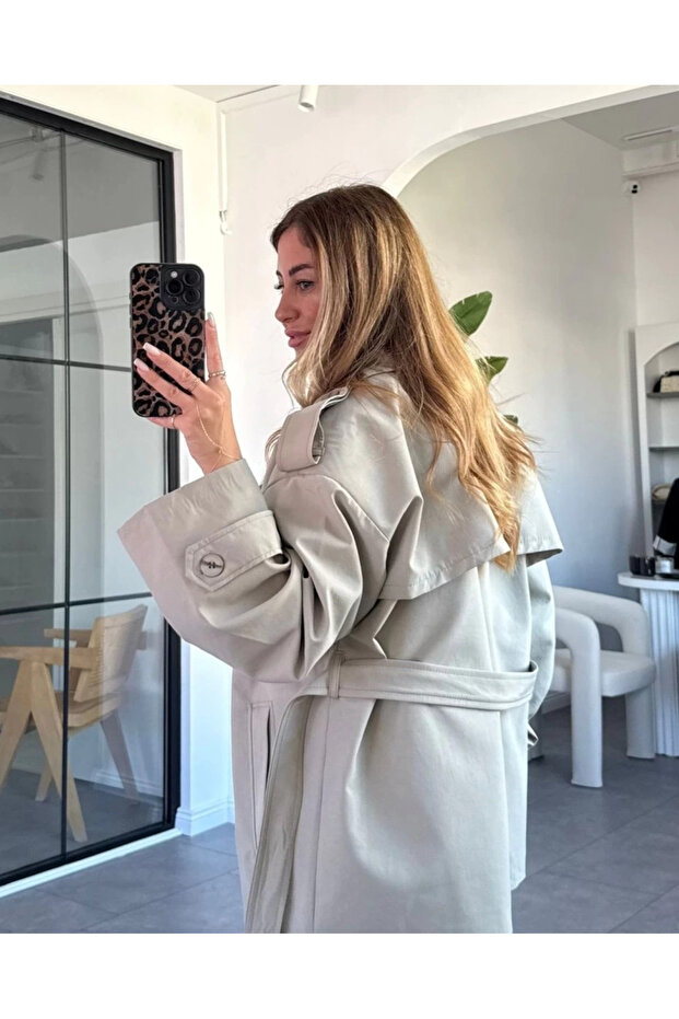 Mint Jade Kısa Trenç - 9609 - 8