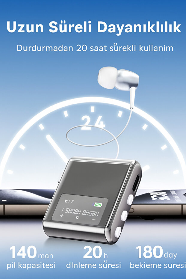 LCD Ekranlı Bluetooth Kulaklık 5.4 Çipli 20 Saat Dinleme Hızlı Şarj Titreşimli Arama Uyarısı - 8