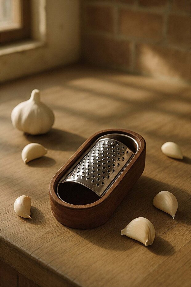 Acacia Wood Garlic Grater 6X14 cm 6.5X14.5X4 cm