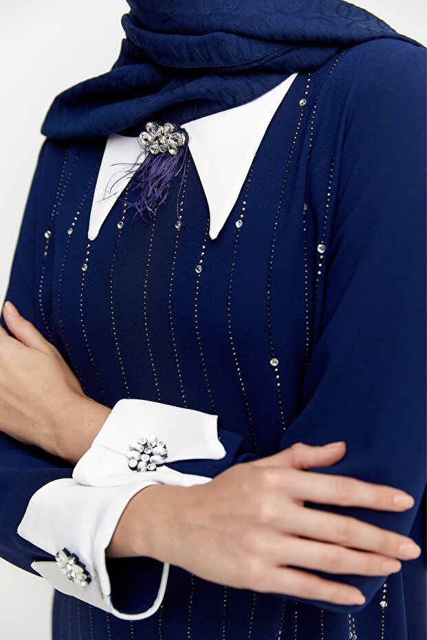 Broşlu Davet Elbise - 6