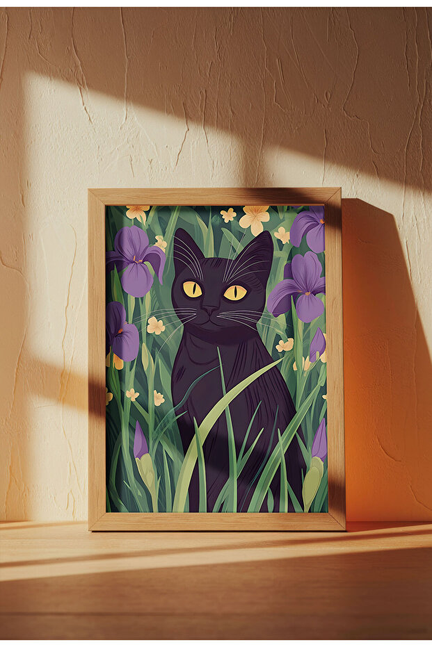 Black Cat Canvas Print – Digital Artwork on Unframed - Black Cat 24 - 5