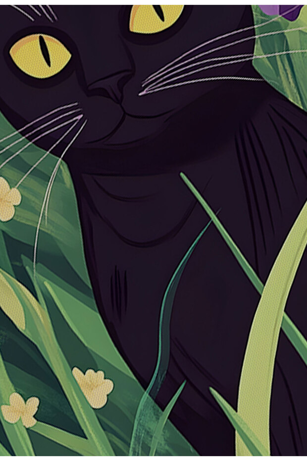 Black Cat Canvas Print – Digital Artwork on Unframed - Black Cat 24 - 7